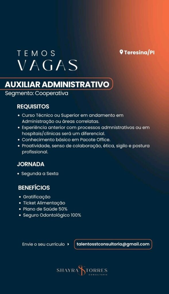 Vaga de emprego para Auxiliar Administrativo