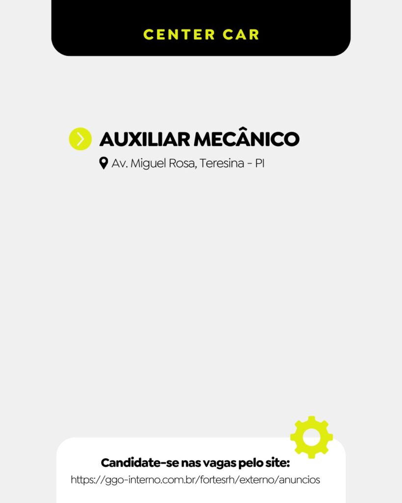 Vaga de emprego para Auxiliar Mecânico