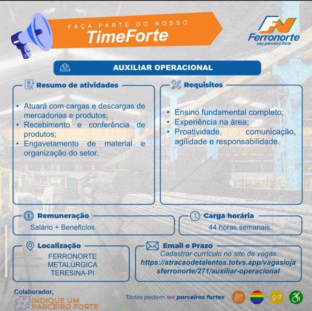 Vaga de emprego para Auxiliar Operacional