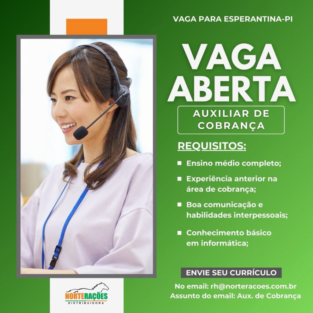 Vaga de emprego para Auxiliar de Cobrança