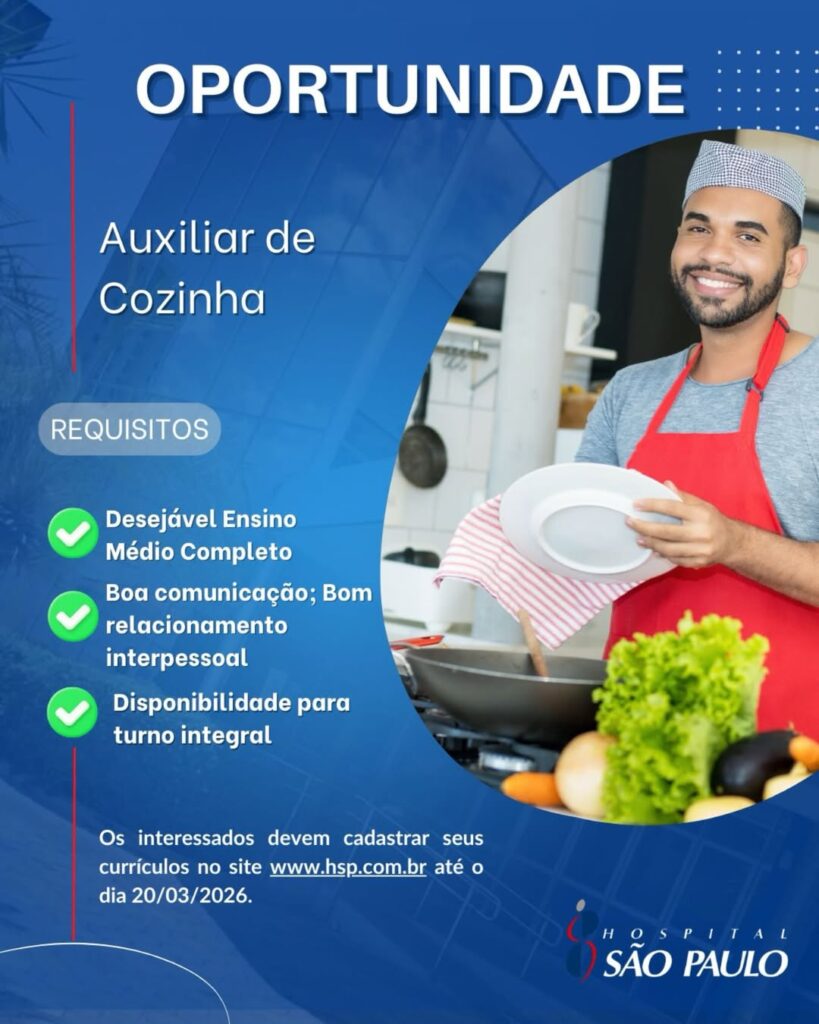Vaga de emprego para Auxiliar de Cozinha