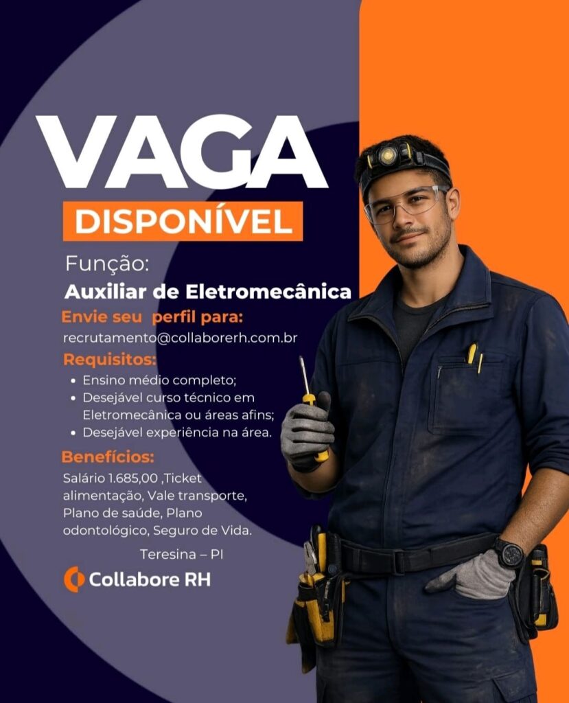 Vaga de emprego para Auxiliar de Eletromecânica