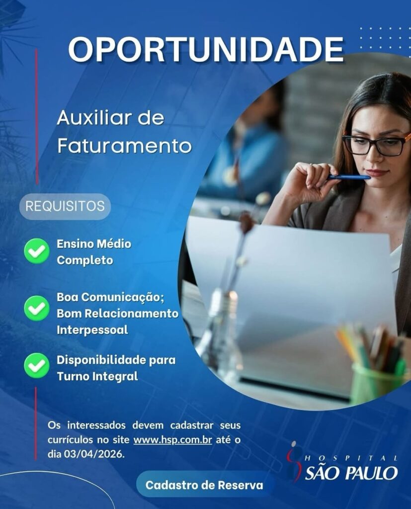 Vaga de emprego para Auxiliar de Faturamento