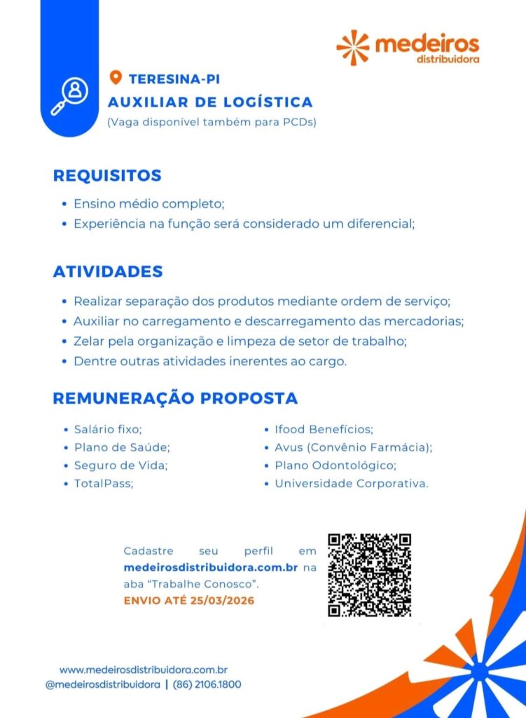 Vaga de emprego para Auxiliar de Logística 