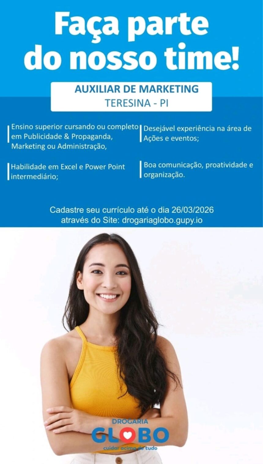 Vaga de emprego para Auxiliar de Marketing