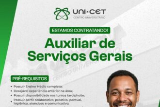 Vaga de emprego para Auxiliar de Serviços Gerais