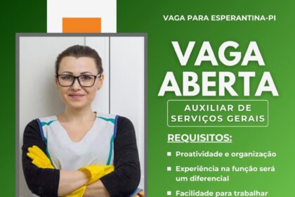 Vaga de emprego para Auxiliar de Serviços Gerais