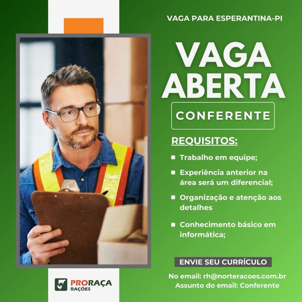 Vaga de emprego para Conferente