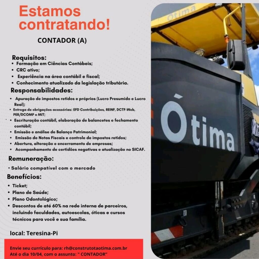 Vaga de emprego para Contador(a)