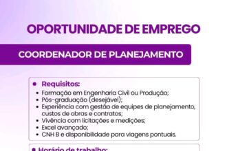 Vaga de emprego para Coordenador de Planejamento
