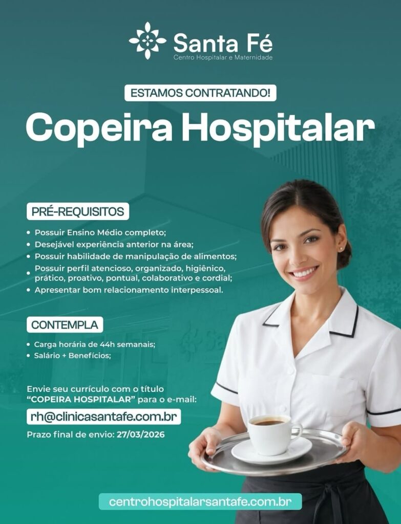 Vaga de emprego para Copeira Hospitalar
