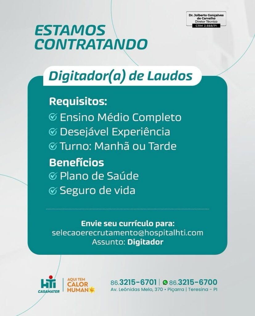 Vaga de emprego para Digitador(a) de Laudos