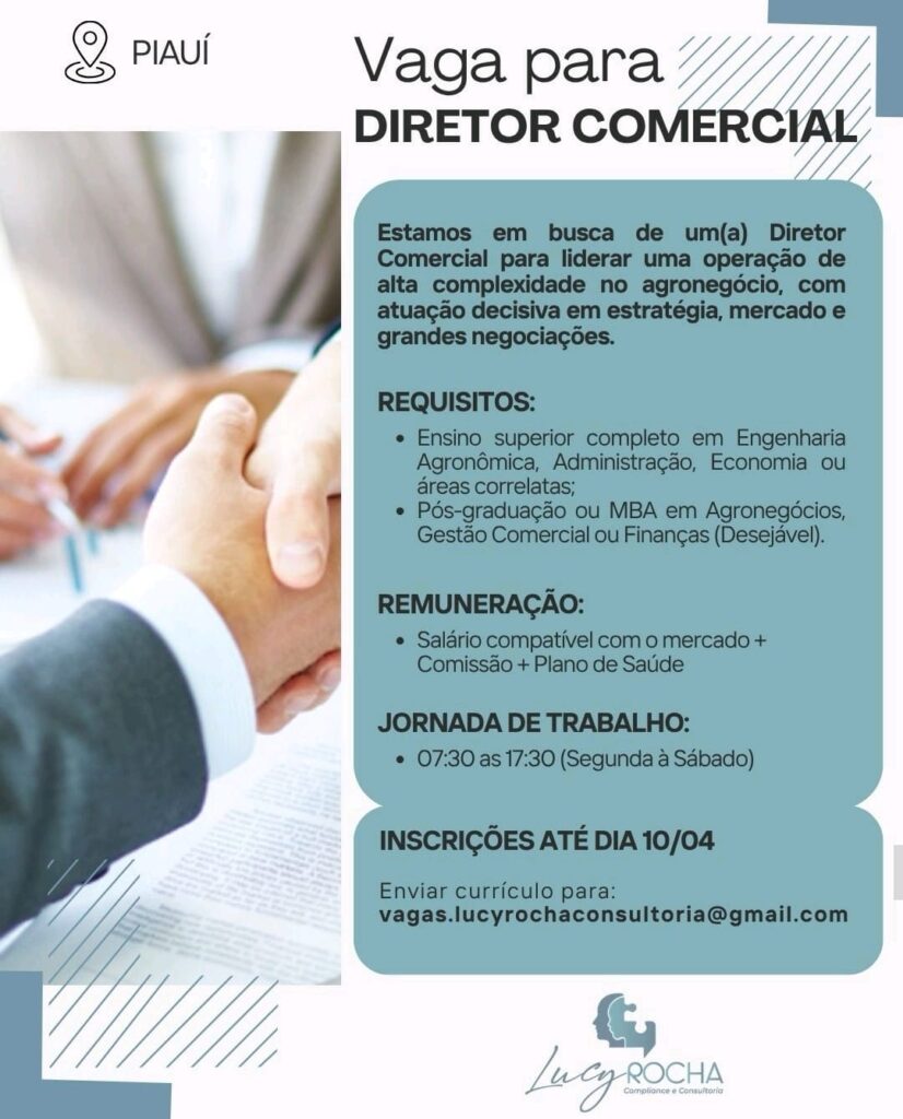 Vaga de emprego para Diretor Comercial
