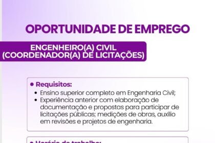 Vaga de emprego para Engenheiro(a) Civil