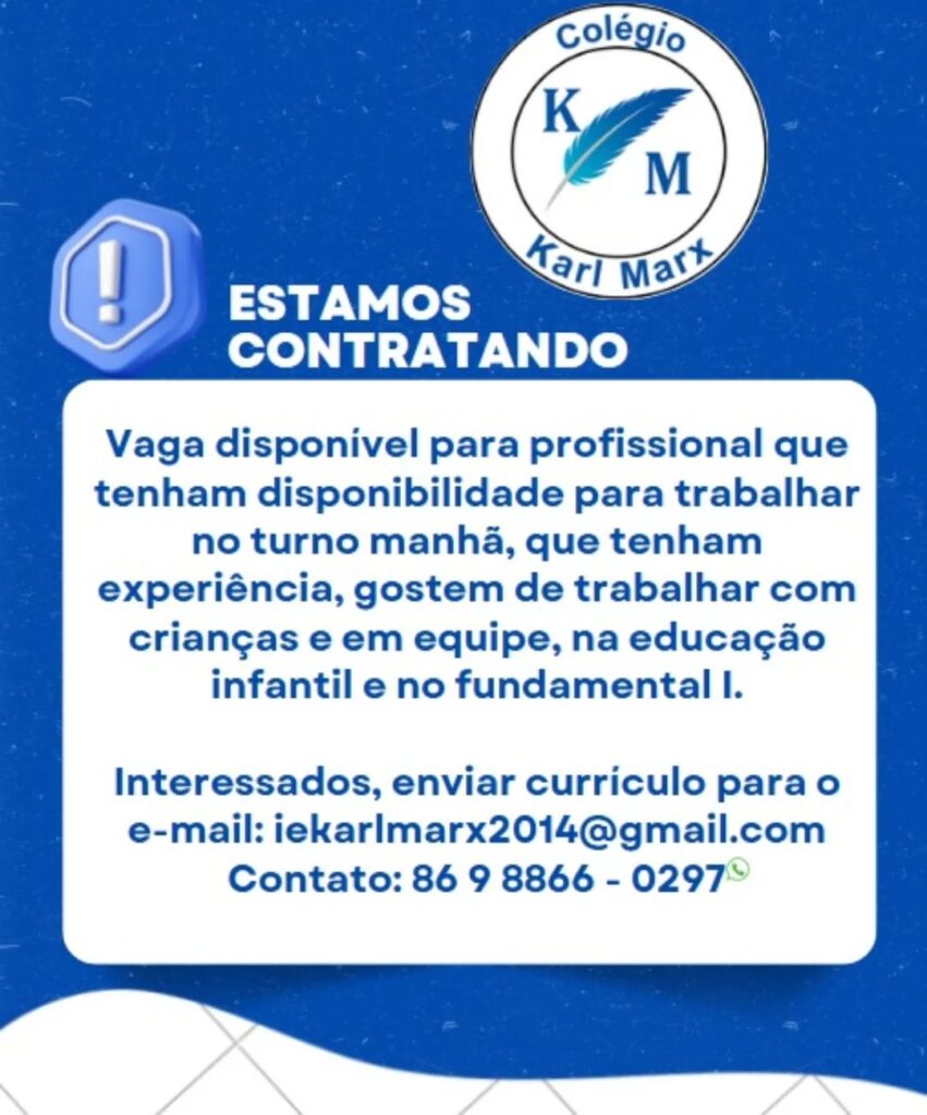 Vaga de emprego para Pedagogia