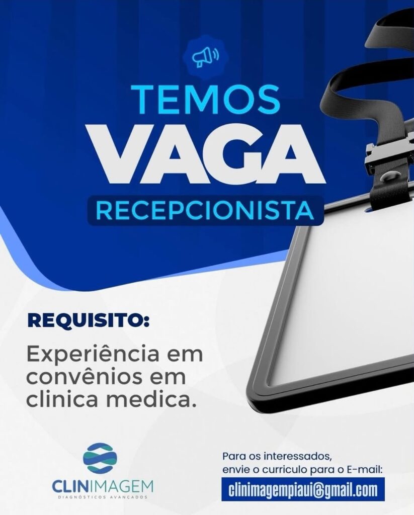 Vaga de emprego para Recepcionista