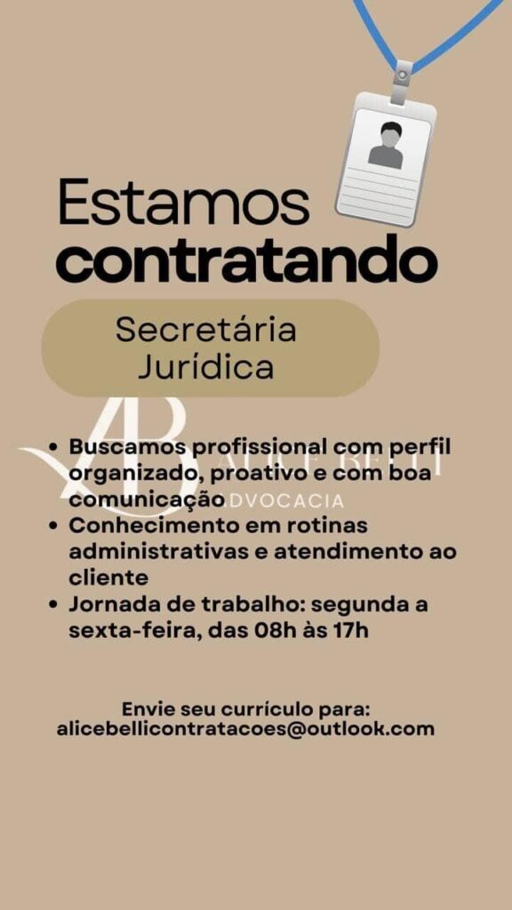 Vaga de emprego para Secretária Jurídica