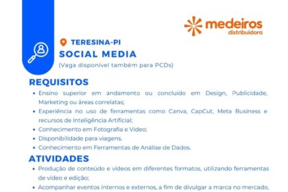 Vaga de emprego para Social Media