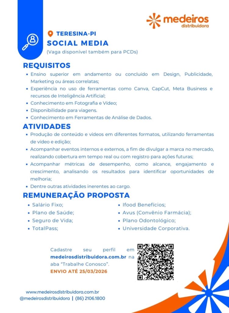 Vaga de emprego para Social Media