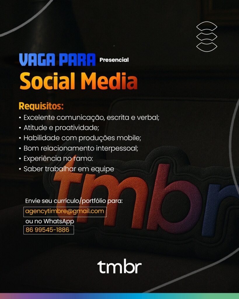 Vaga de emprego para Social Media