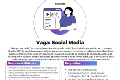 Vaga de emprego para Social Media
