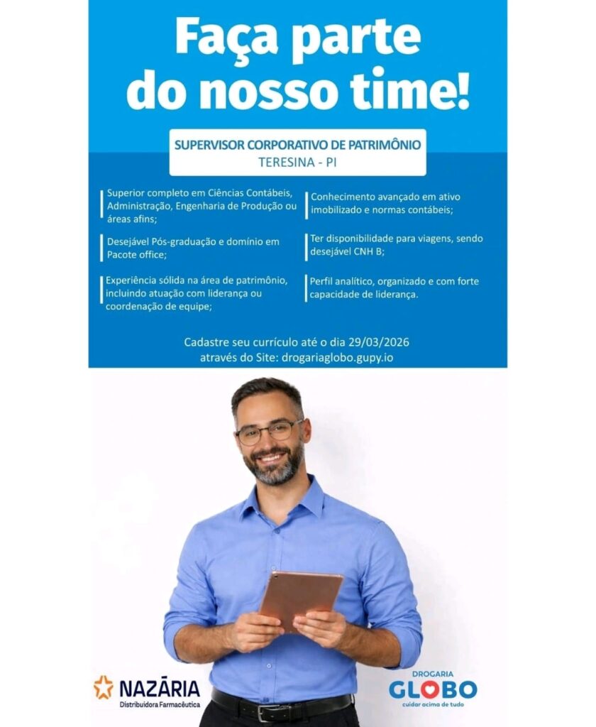 Vaga de emprego para Supervisor Corporativo de Patrimônio