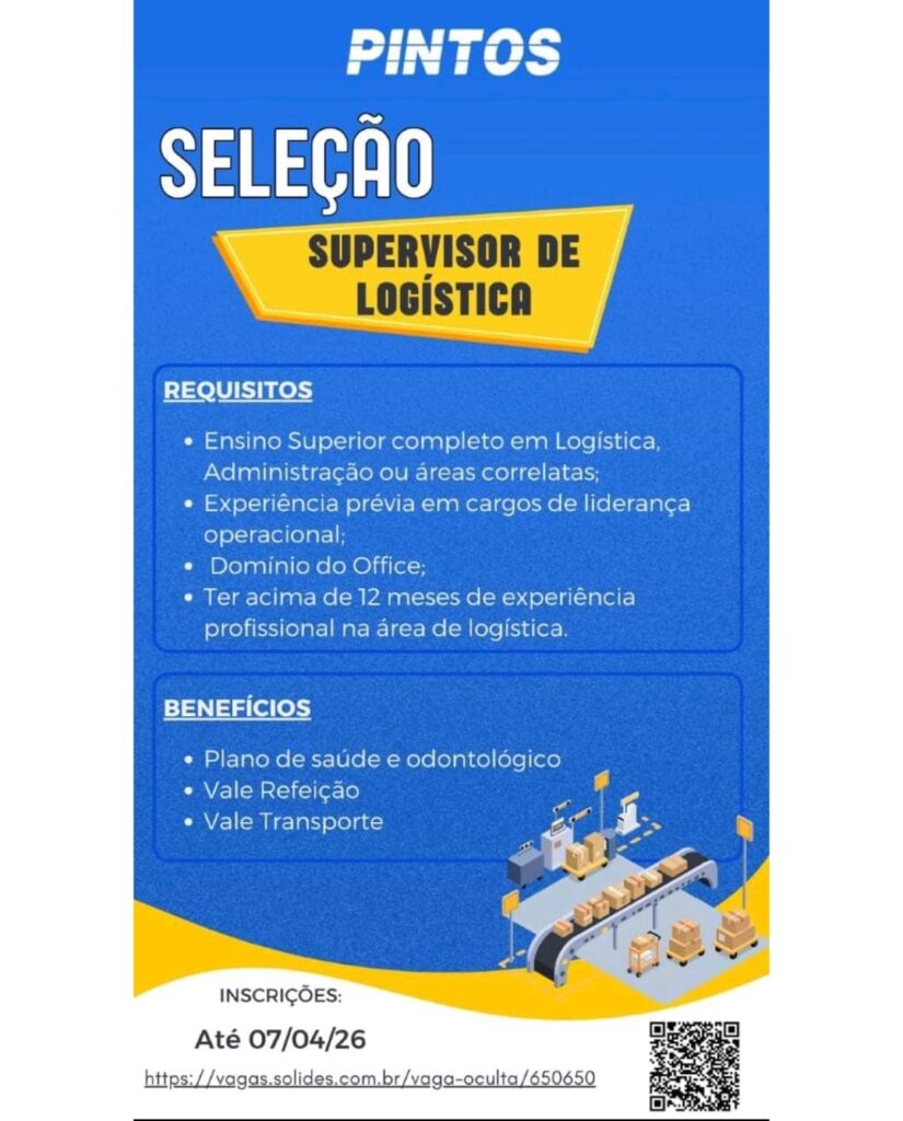 Vaga de emprego para Supervisor de Logística