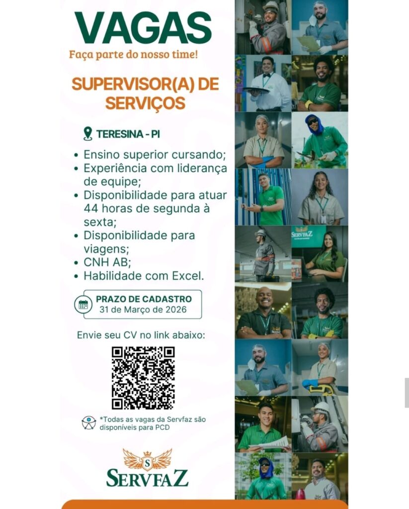 Vaga de emprego para Supervisor de Serviços
