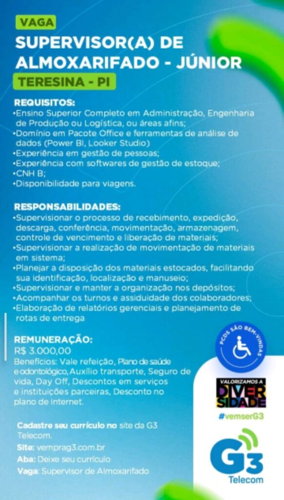 Vaga de emprego para Supervisor(a) de Almoxarifado Júnior