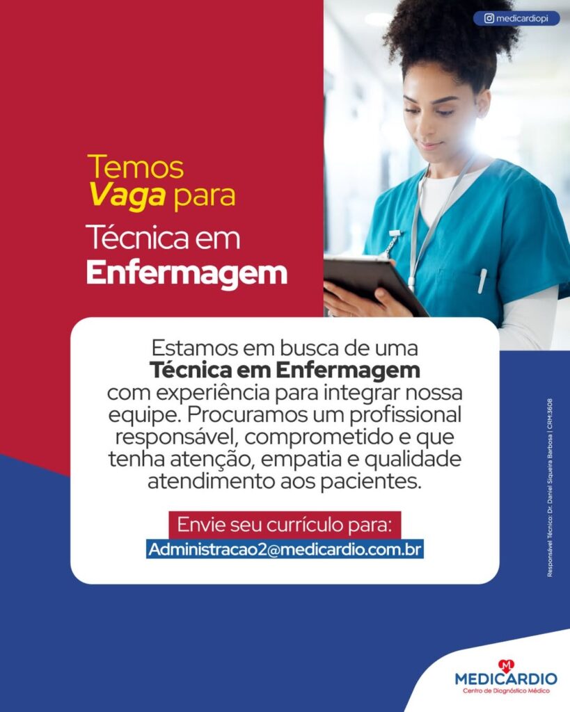 Vaga de emprego para Técnica em Enfermagem