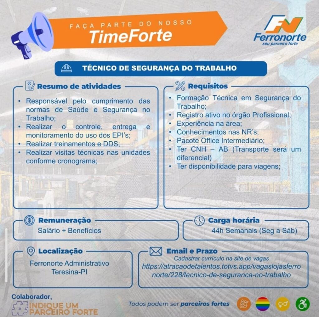 Vaga de emprego para Técnico de Segurança do Trabalho