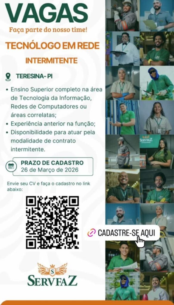 Vaga de emprego para Técnologo em Rede