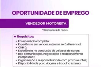 Vaga de emprego para Vendedor Motorista