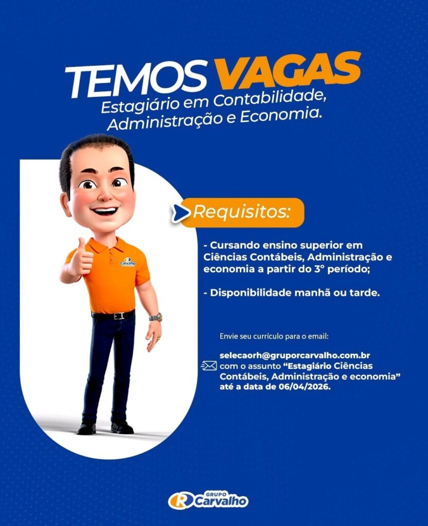 Vagas de Estágio para Contabilidade, Adm e Economia