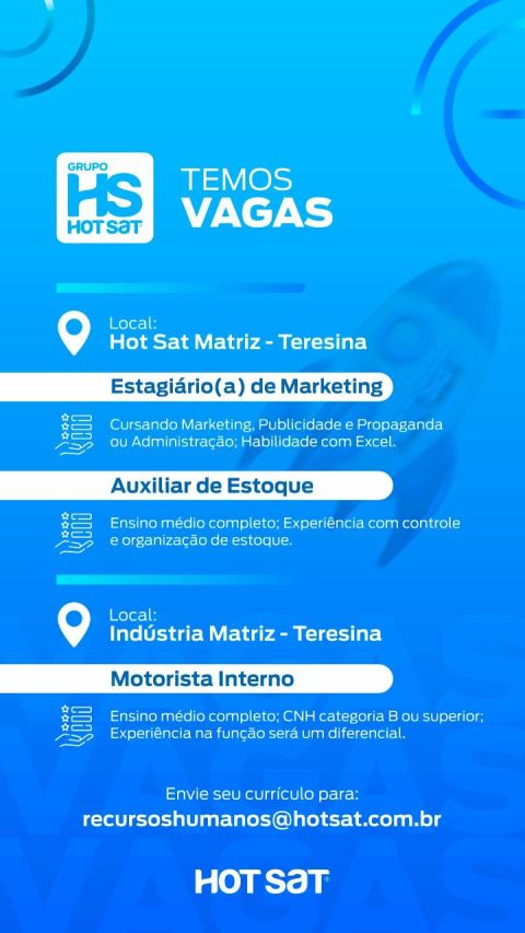 Vagas para Auxiliar de Estoque, Motorista Interno e Estágio para Marketing