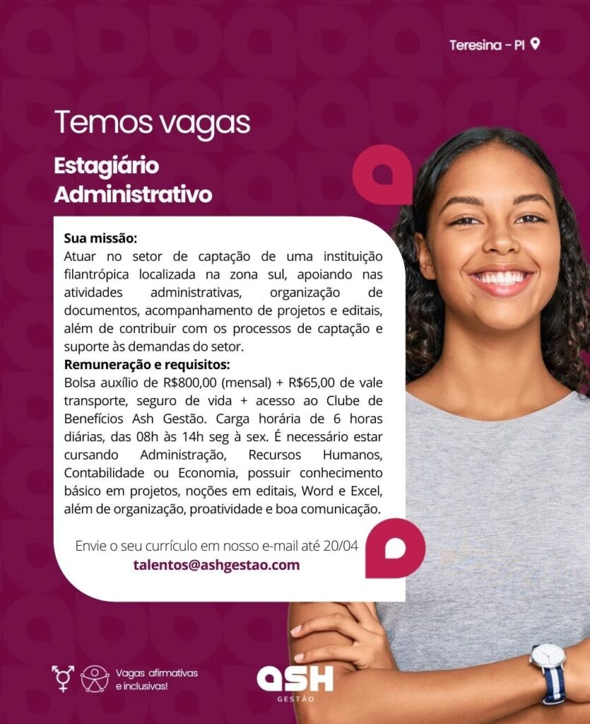 Vaga de Estágio para Administração 
