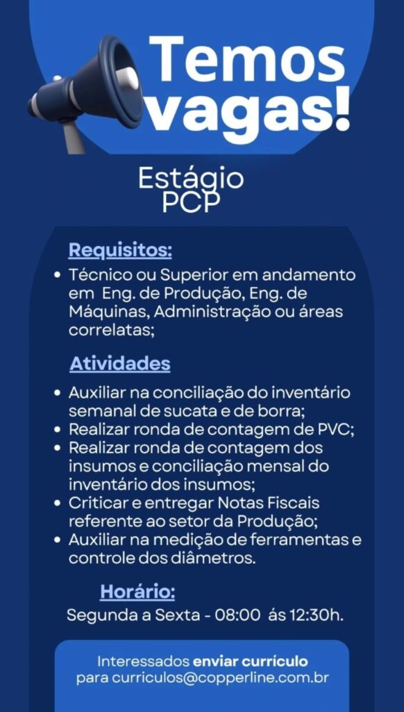 Vaga de Estágio para PCP