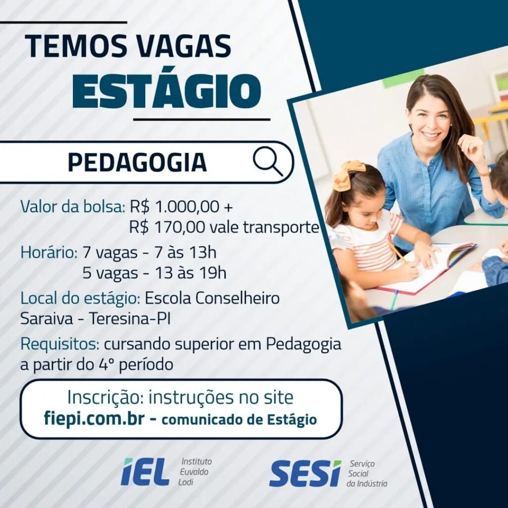 Vaga de Estágio para Pedagogia 