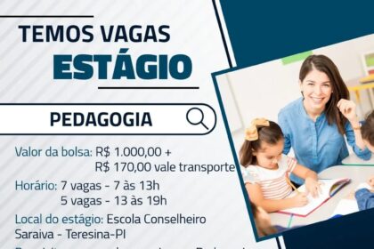 Vaga de Estágio para Pedagogia 