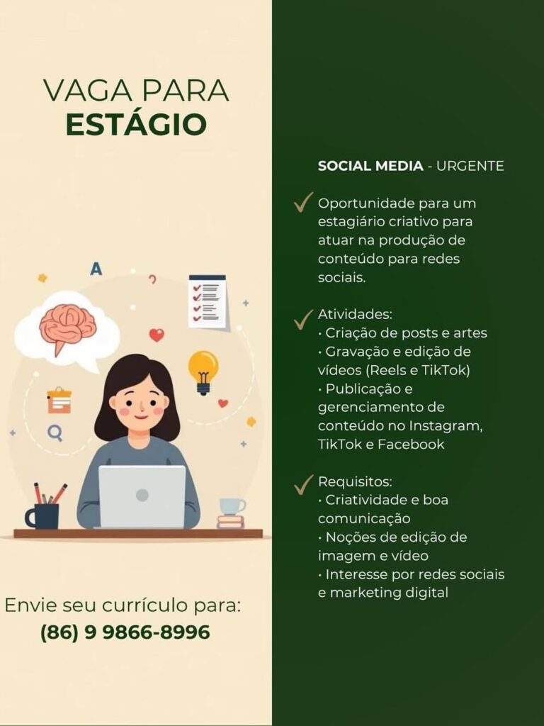 Vaga de Estágio para Social Media