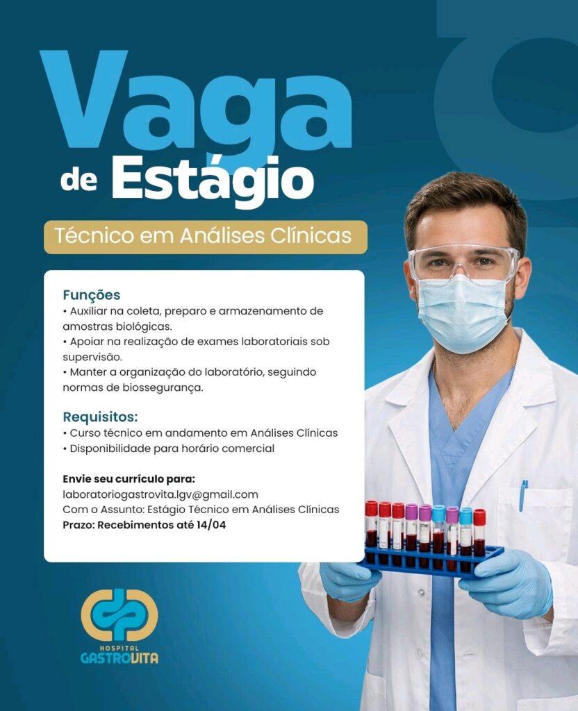 Vaga de Estágio para Téc. em Análises Clínicas