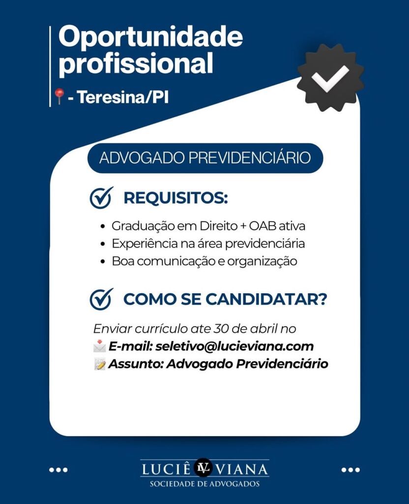 Vaga de emprego para Advogado Previdenciário