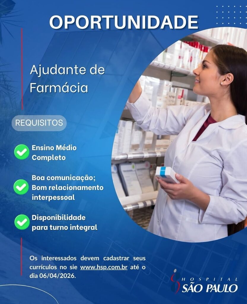 Vaga de emprego para Ajudante de Farmácia