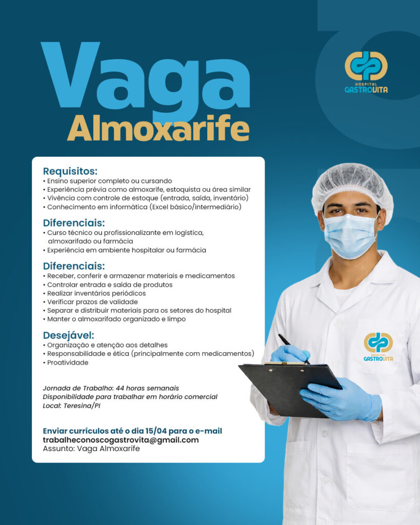 Vaga de emprego para Almoxarife