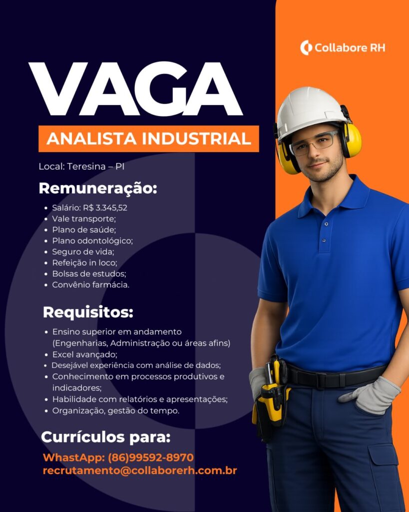 Vaga de emprego para Analista Industrial