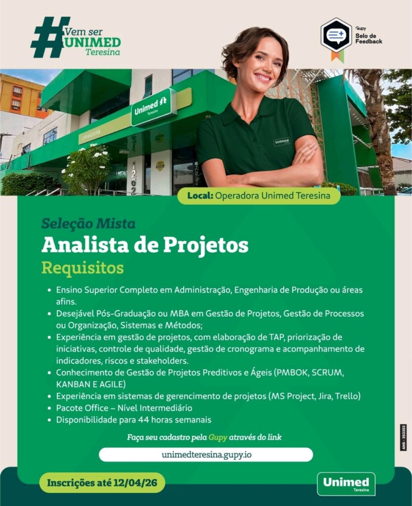 Vaga de emprego para Analista de Projetos