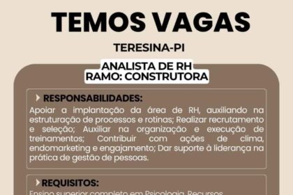 Vaga de emprego para Analista de RH