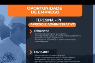 Vaga de emprego para Aprendiz Administrativo