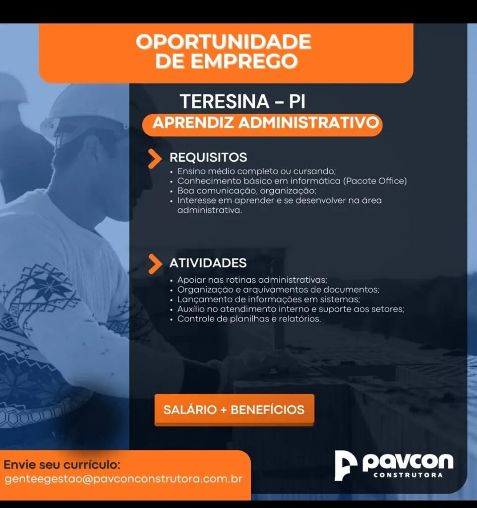 Vaga de emprego para Aprendiz Administrativo