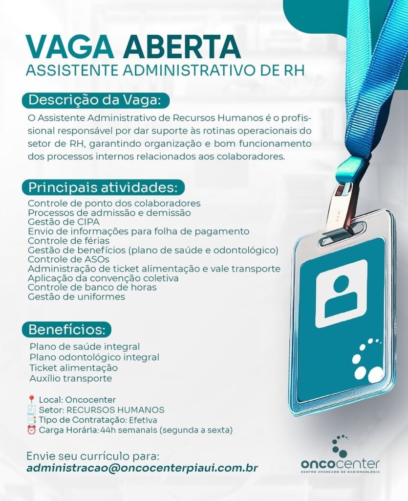 Vaga de emprego para Assistente ADM de RH